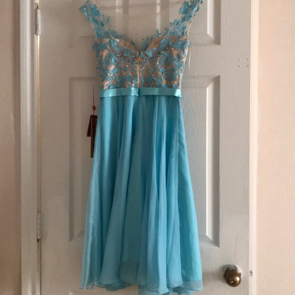 Aqua blue party dress - Picture 2 of 6
